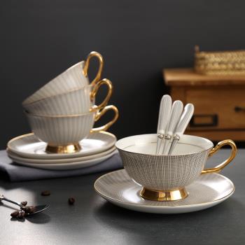 歐式咖啡杯高檔陶瓷杯子簡約創意下午茶咖啡杯套裝帶碟勺結婚禮物