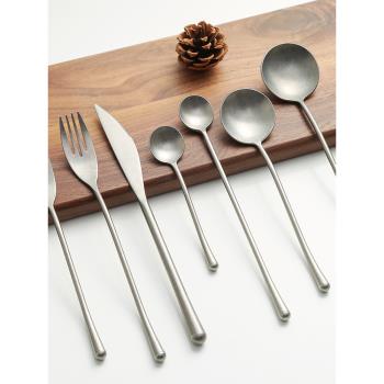 lototo北歐風啞光復古創意銀色西餐牛排餐具刀叉勺不銹鋼餐具家用