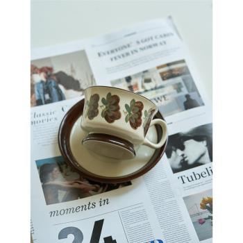 肆月法式復古中古咖啡杯陶瓷杯碟套裝下午茶杯子輕奢高級感拿鐵杯