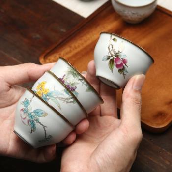 陶瓷開片可養裂紋品茗杯容量汝瓷