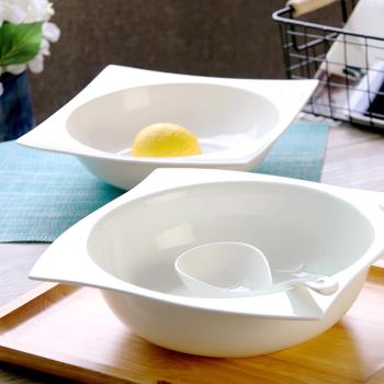 陶瓷純白色大碗面碗湯碗焗飯碗大號創意碗家用沙拉碗瓷碗個性湯盆
