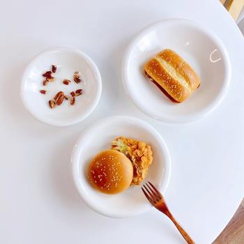 韓式圓形翻邊純白反口蛋糕陶瓷盤