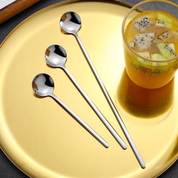 304不銹鋼長柄加長小勺子創意可愛咖啡蜂蜜奶茶甜品湯匙攪拌冰勺