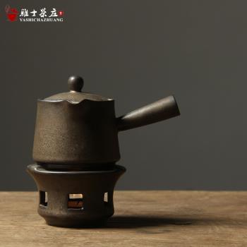 日式銅銹溫茶器 茶壺粗陶蠟燭酒精燈煮茶爐加熱保溫暖茶爐 干燒臺
