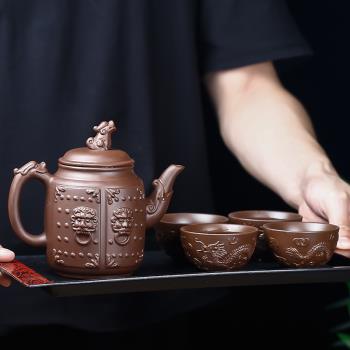 紫砂茶壺不銹鋼過濾泡茶器大號紫砂壺陶瓷功夫茶具單壺茶杯套裝