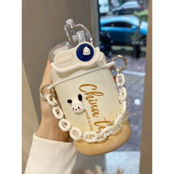 咖啡保溫杯女生高顏值水杯316雙飲吸管杯家用精緻便攜式隨手杯子