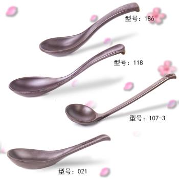 日式創意密胺磨砂櫻花長柄塑料勺子仿瓷勺餐具拉面湯勺小勾勺湯匙