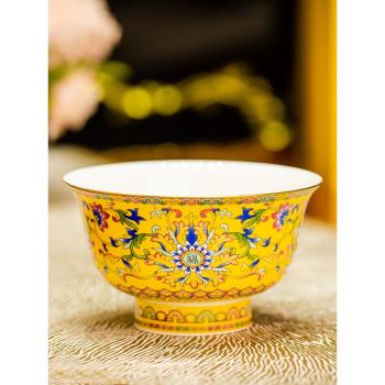 碗家用2023陶瓷碗高腳復古碗中式高檔飯碗民族宮廷琺瑯彩碗骨瓷碗