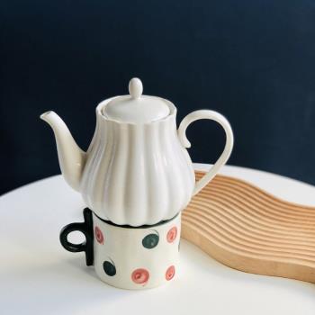 出口歐式夏季新品南瓜造型茶壺陶瓷大容量冷水壺花茶壺涼水壺