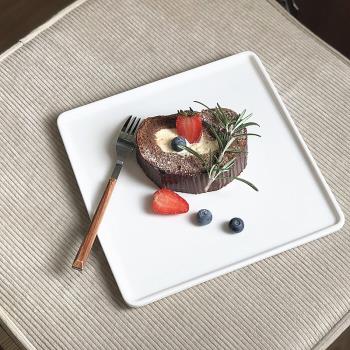 ins韓國甜品餐盤復古西餐盤正方形陶瓷牛排盤蛋糕盤沙拉盤意面盤