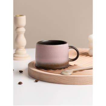 窯變脂粉陶瓷咖啡杯女高顏值下午茶杯子家用帶勺喝水杯馬克杯茶杯