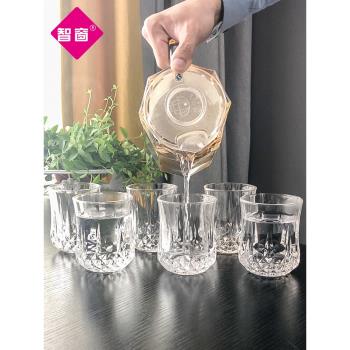 智窗耐熱玻璃水杯家用喝水杯透明玻璃杯茶杯果汁杯套裝杯子六件套