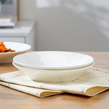 景德鎮骨瓷餐具純白盤子套裝家用深盤菜盤中式敞口湯盤陶瓷炒菜盤