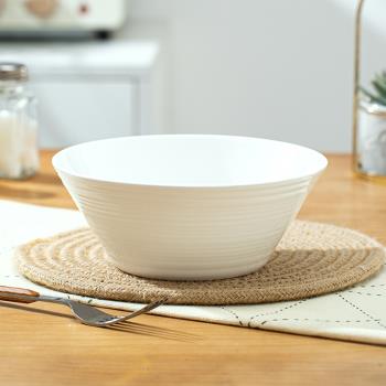 景德鎮純白骨瓷碗釉下彩米飯碗家用陶瓷大湯碗創意北歐圓形螺紋碗