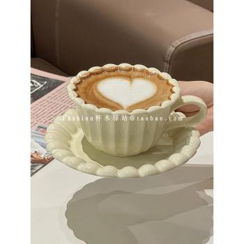 法式ins芝士派系列純色咖啡杯碟 高顏值陶瓷早餐杯碟奶呼呼拉花杯