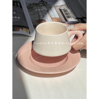 高檔精致咖啡杯碟馬卡龍色系下午茶陶瓷杯北歐風早餐杯碟組合套裝