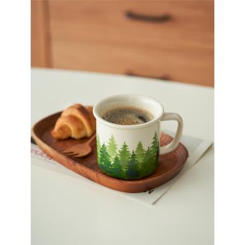 肆月本來不該有咖啡杯手繪插畫森林馬克杯拿鐵杯牛奶杯高顏值陶瓷
