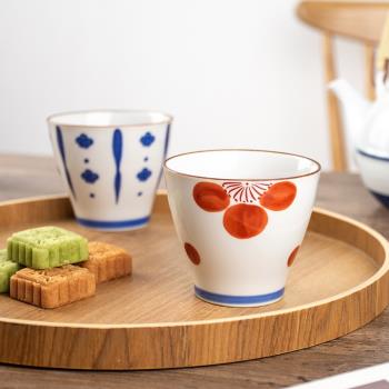 日本進口陶瓷餐具古都浪漫手繪花紋茶杯水杯五入套裝禮品