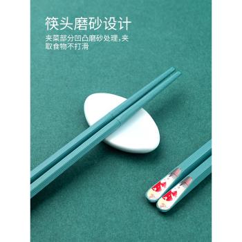 合金筷子一人一筷家用防霉家庭分餐筷子彩色區分可愛合金筷5雙裝