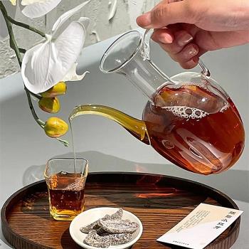復古新中式仿宋手執壺家用泡茶壺耐熱耐高溫玻璃花茶壺水果茶壺