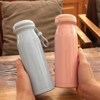 韓國不銹鋼保溫杯馬卡龍創意便攜提手簡約文藝清新男女學生水杯子
