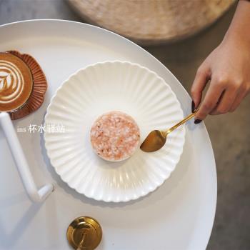 ins復古陶瓷盤 法式蛋糕盤純白沙拉盤一人食早餐盤咖啡館盤西餐盤