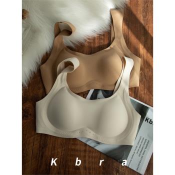 Kbra固定杯舒適無痕內衣女大胸顯小背心果凍條軟支撐防下垂文胸罩