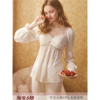 RoseTree女純棉宮廷風帶胸墊睡衣