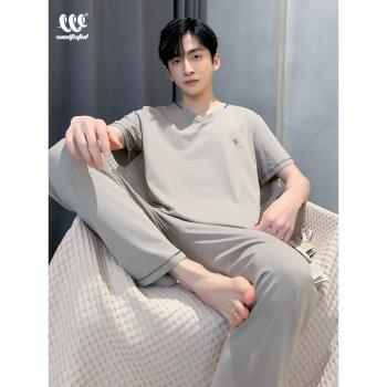 莫代爾男士簡約青少年夏天睡衣