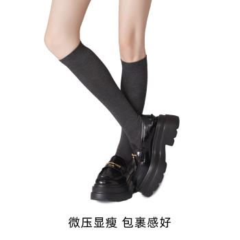 壓力顯瘦小腿襪高筒黑色女秋冬季長筒襪JK美腿瘦腿襪子搭配小皮鞋
