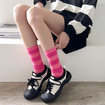 襪子女運動ins時尚個性條紋襪子