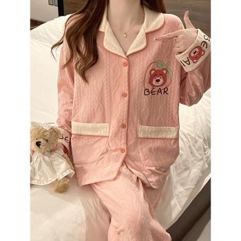 睡衣女純棉長袖春秋冬季甜美可愛少女士2023年新款外穿家居服套裝