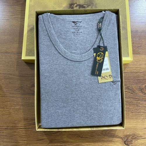 七匹狼 男士保暖內衣純棉秋衣秋褲套裝貼身薄款圓領純色刺繡