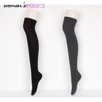 韓國進口針織女士中高筒豎條棉襪