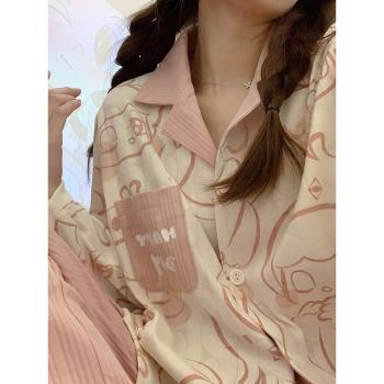 2024年新款睡衣女春秋冬季純棉甜美可愛長袖夏款家居服套裝可外穿