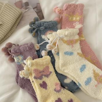 襪子女冬季毛絨保暖居家睡眠襪子