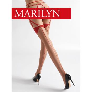 Marilyn絲滑撞色背線復古吊帶襪