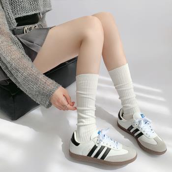 夜間教習室小腿襪女秋冬顯瘦白色長襪學院風jk高筒襪子半腿堆堆襪