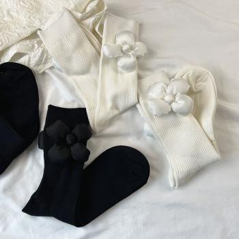 潮設計師立體花朵薄款純棉襪子