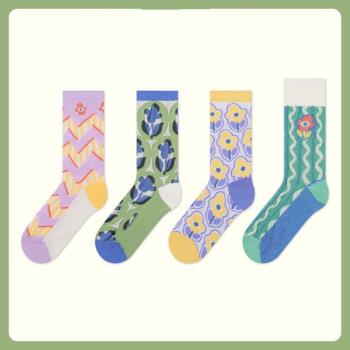 襪子女藝術家立體浮雕4色襪子