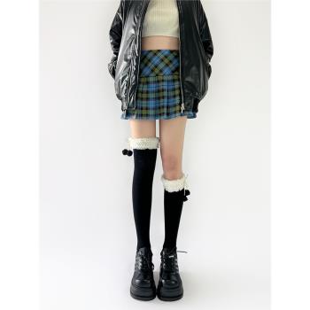 秋冬加絨加厚長筒襪甜美羊羔毛拼接過膝襪lolita奶白保暖大腿襪女