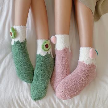 襪子女睡眠珊瑚絨純棉保暖襪子