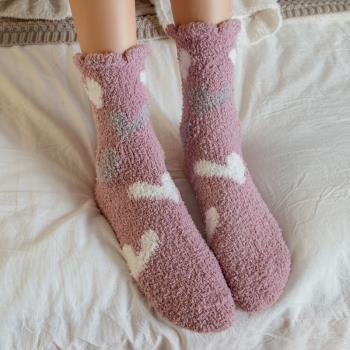襪子女冬天愛心家居珊瑚絨襪子