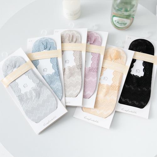 船襪女夏季薄款防滑不掉跟蕾絲隱形襪夏款全棉底女士冰絲淺口襪子
