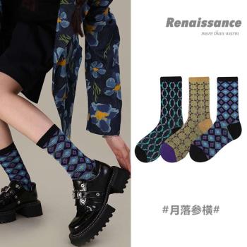 Renaissance womens socks, double-needle, double-way, dark r