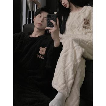 gp小熊情侶一男一黑色法蘭絨睡衣