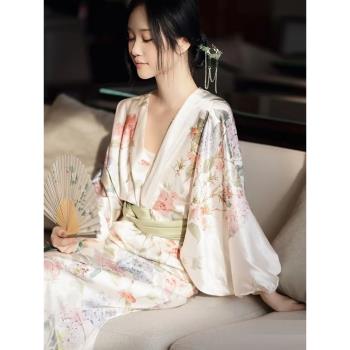 結婚禮服印花中國風夏季新娘晨袍
