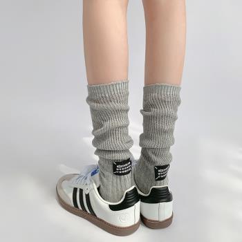 夜間教習室灰色堆堆襪中筒襪子女芭蕾風jk小腿襪薄款秋季黑色長襪
