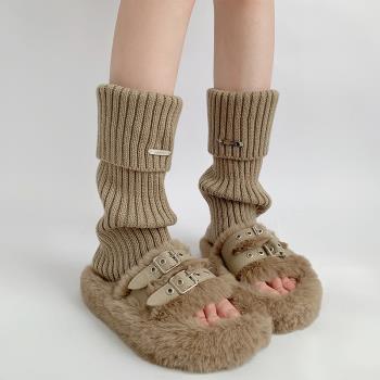 夜間教習室腿套y2k中筒夏季金屬標亞文化襪套針織秋冬毛線堆堆襪