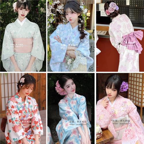 日式和服女秋季日本民宿風長款浴衣浴袍神明少女攝影寫真拍照服裝